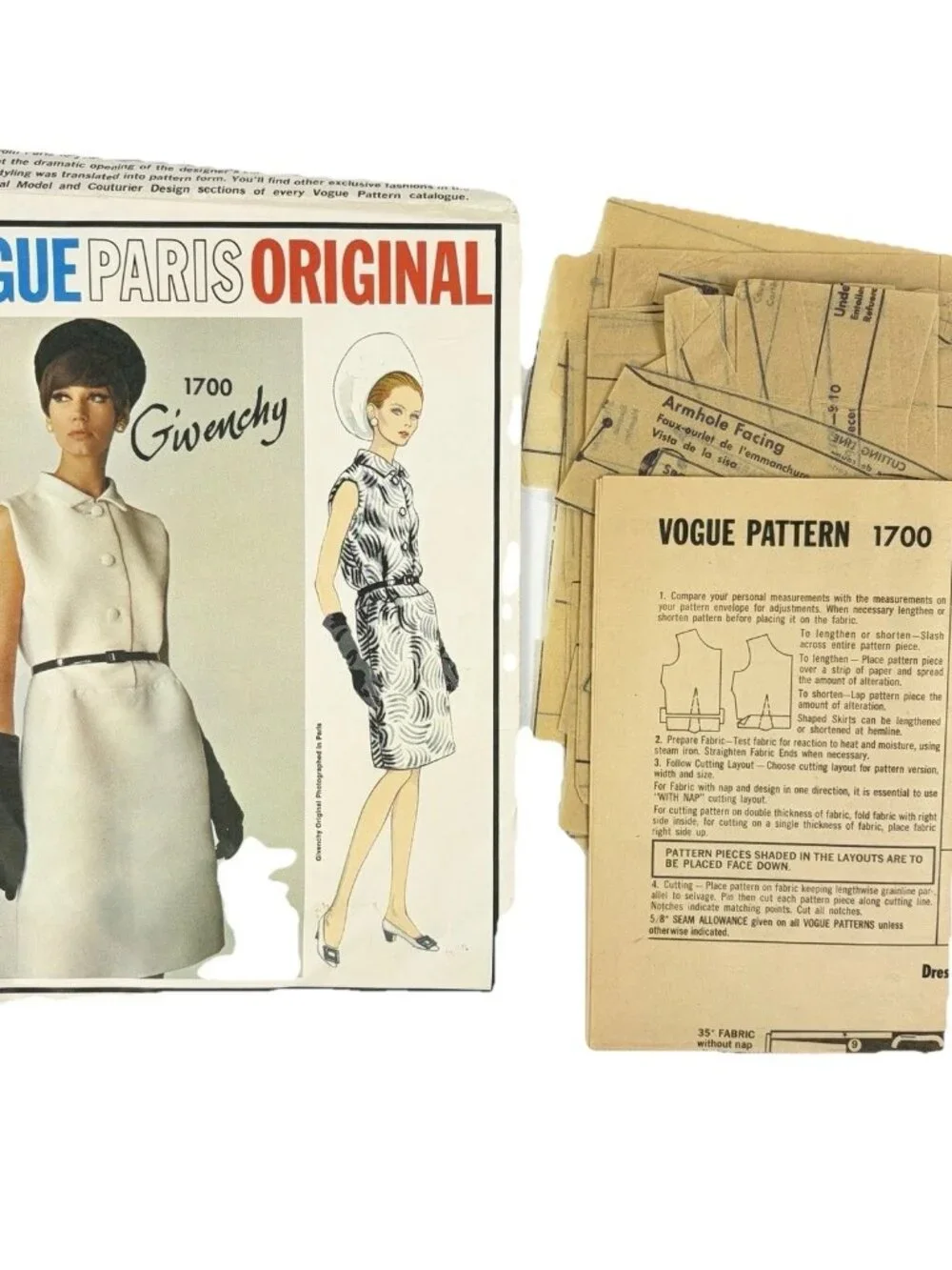 Vintage 1967 Vogue Paris Original Givenchy Sewing Pattern 1700 Size 10
